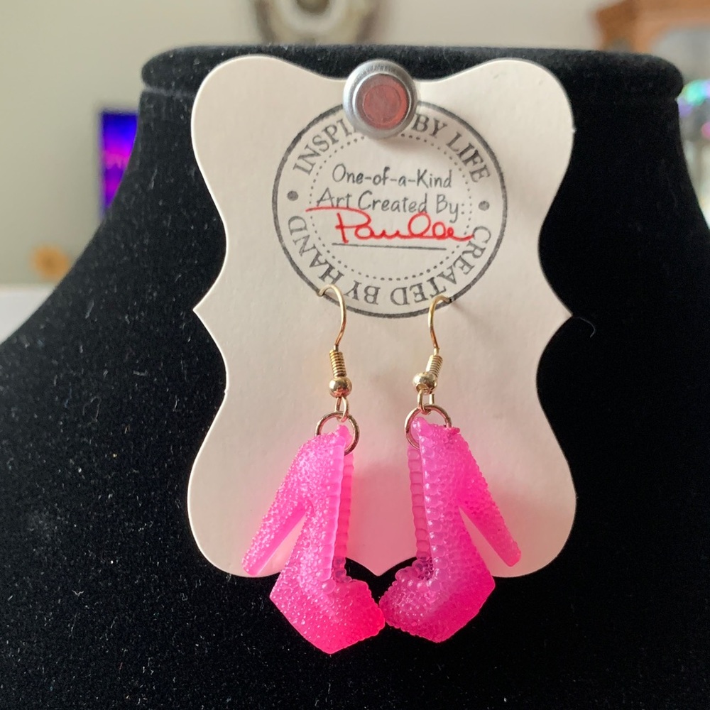 BARBIE Handmade Pink High Heel Earrings #3